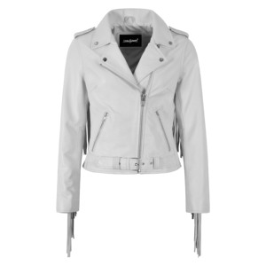 Custom 100% Genuine Napa Leather Ladies Fringes Biker <b>Jacket</b> Slim Fit <b>Women</b> Brando Style Soft LeatherFringe Moto <b>Jacket</b> YKK zips - Product Image 1