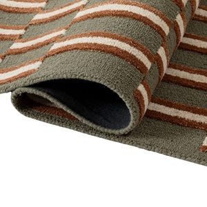 Grey Rust Striped Hand Tufted Area Rug Modern Pattern Carpet Soft Thick Indoor Rug for Living Room Bedroom <b>Floor</b> Decor - Product Image 4