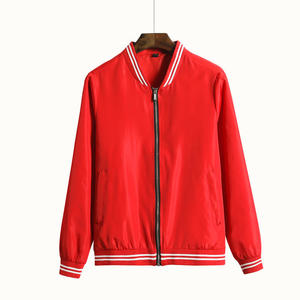 เสื้อแจ็คเก็ตบอมเบอร์สีขาวสำหรับผู้ชาย แบบซิป คอปกและปลายแขนเสื้อลายทาง สไตล์สปอร์ต ระบายอากาศได้ดี เหมาะสำหรับฤดูใบไม้ผลิ - Product Image 3