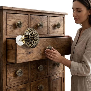 Bouton de meuble et poignée décorative ronds modernes en résine et bois écologiques pour tiroirs et mobilier de maison/bureau - Product Image 3