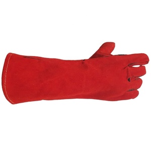 Venta caliente de fábrica Guantes de trabajo de soldadura de seguridad de cuero dividido de vaca antideslizantes resistentes al aceite de doble vellón Guantes de cuero de Pakistán - Product Image 6