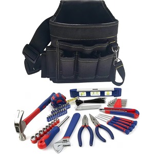 Sac à outils multifonction avec marteau, tournevis, pinces, clé, niveau, ruban à mesurer, jeu de douilles pour électriciens et techniciens - Product Image 1