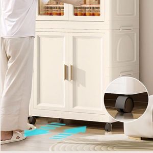 Armadio Pieghevole Laterale da 65 cm con Porta Magnetica, Armadietto in Plastica con Ruote 40 cm x 145 cm, Unità Singola - Product Image 6