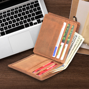 Mens Leather Wallet Bifold Long <b>Card</b> <b>Holder</b> Multi Slot Cash Pocket Slim Organizer Vintage Style Daily Carry Brown Wallet - Product Image 2