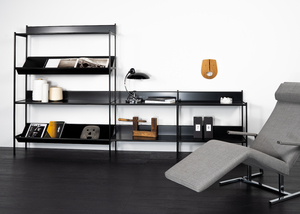 Étagère de présentation en métal noir à 4 niveaux avec étagères inclinées, organisateur de stockage industriel pour épicerie, fruits et librairie - Product Image 3