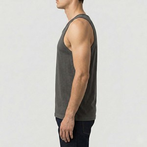 Débardeur de sport vintage délavé pour homme, vente en gros, logo personnalisé, tee-shirt musculaire vierge 100 % coton respirant à séchage rapide - Product Image 4