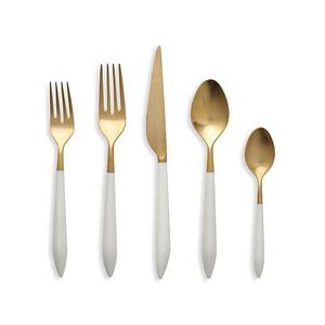 Vaisselle de table élégante en plaqué or avec poignée en marbre Ensemble de couverts Argenterie Royal Hotel Restaurant Ensemble de couverts Ensemble de couverts - Product Image 1