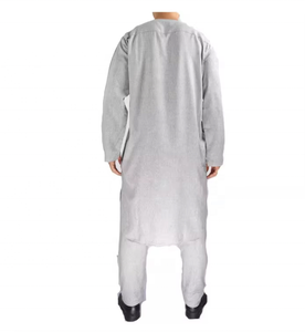 Muslim Robe 2-piece Men's Casual Shirt and Pants <b>Set</b> Solid African Style Breathable Spring <b>Knitted</b> Clothing - Product Image 3