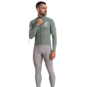 Men's Sage Green <b>Long</b> <b>Sleeve</b> <b>Cycling</b> <b>Jersey</b> Full Zip Performance Road Bike Top Athletic <b>Cycling</b> Shirt - Product Image 2