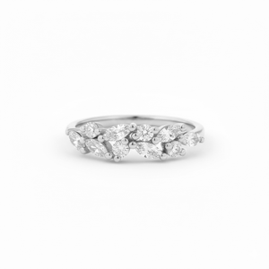 IGI Certified Marquise Round Lab Grown Diamond <b>Ring</b> 18K Solid Gold Leaf Design Wedding Band Vintage <b>Proposal</b> Engagement <b>Ring</b> - Product Image 3