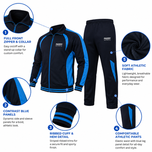 Men's Custom Logo Tracksuit Sportswear Full Zip Jogging <b>Suit</b> 2 Piece Athletic Gym Fitness Training Set Breathable Sweat <b>Suit</b> - Product Image 4