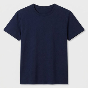 Men's Regular Fit Crew Neck Short Sleeve Solid Color Cotton T-Shirt <b>White</b> and Navy Blue Casual Jersey Knit <b>Tee</b> - Product Image 3