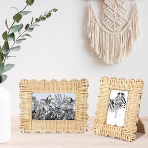 Woven Natural Cane Photo <b>Frame</b> Rustic Wooden Rattan <b>Picture</b> <b>Frame</b> <b>for</b> Living Room Bedroom Home Decoration - Product Image 1