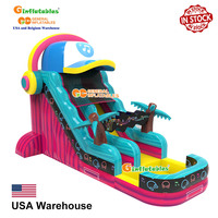 Toboggan aquatique gonflable coloré sur le thème de la musique avec piscine à jets d'eau, toboggan gonflable arc-en-ciel pour location événementielle