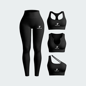2026 Custom Logo Breathable 100% Polyester Solid Plus Size Sports Wear Fitness Clothing <b>Leggings</b> Gym ActiveWear 4Piece Workout - Product Image 1