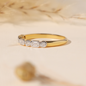 แหวนแต่งงานเพชรทรงเหลี่ยมและทรงกลมคุณภาพสูง เพชรเพาะเลี้ยงในห้องปฏิบัติการ แหวนเพชรแบบฝังขอบ แหวนครบรอบสำหรับผู้หญิง - Product Image 2