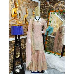 Salwar Kameez de Poliéster de Diseño, Top y Sharara para Fiestas con Dupatta Elegante para Ocasiones Especiales - Product Image 5