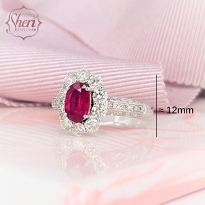 [Sheri Jewels] 18K Solid White Gold Natural Round Brilliant Cut Diamond Ring Mounting - Oval Shape Gemstone 5x7mm Use, for Women - Product Image 2