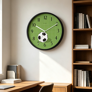 12 Inch Soccer Sports Theme <b>Black</b> Silent Quartz Analog <b>Wall</b> <b>Clock</b> Club Stadium Style Sports Fan Bedroom Game Room Decor - Product Image 4