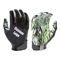 Guantes de Fútbol Americano para Jóvenes, Agarre Personalizado, Antideslizantes, Ligeros, Dedos Completos, Cómodos, con Cierre de Gancho y Bucle
