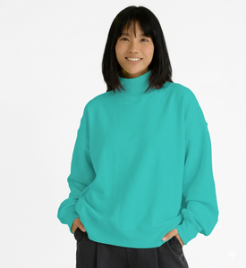 Women Mock Neck Sweatshirt Printed Front Minimal Fleece Breathable OEM Service Best Selling Autumn Fashion Mockneck Sweatshirt - Product Image 4