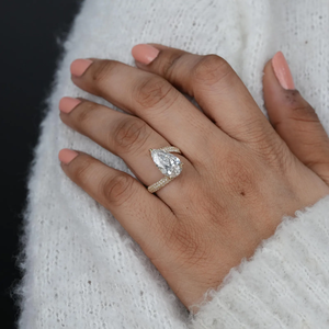 14K Solid Gold CVD Lab Grown Diamond IGI Certified Pear Cut Open <b>Wrap</b> Ring Pave Band Engagement Ring <b>Wedding</b> Bridal Ring <b>Gift</b> - Product Image 3