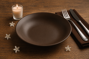 Premium Matte Brown <b>Ceramic</b> Pasta Bowl <b>Plate</b> Deep Stoneware Dinner <b>Plate</b> Modern Rustic Serving Bowl for Pasta, Salad, Soup - Product Image 3