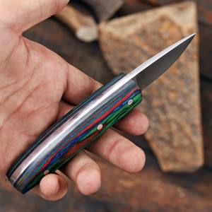 Cuchillo utilitario de hoja fija de acero inoxidable de grado industrial Nordic Forge, mango de madera Pakka, hoja completa, cuchillo EDC, Cross Belt ODM - Product Image 5