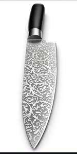 Utensilio de cocina de acero grabado con patrón floral hecho a mano y personalizado, mango de madera de ébano negro. - Product Image 6