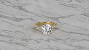 แหวนหมั้นเพชรทรงกลมเจียระไนแบบบริลเลียนท์เคลือบทองคำ 18K 14K ดีไซน์หรูหรา ประดับเพชรแล็บโกรว์สองแถวแบบปาเว่ แหวนเจ้าสาวแบบโซลิแทร์ - Product Image 3
