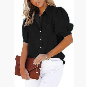 2026 Spring and Autumn New Arrival Denim Shirt Stock European Style Multicolor 100% Cotton Puff Sleeve Vintage - Product Image 2