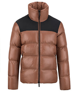 Chaqueta acolchada de invierno para hombre con bloques de color, cuello alto, cremallera, informal y cálida - Product Image 4