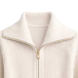 Chaqueta de punto con cremallera para mujer, textura suave, manga larga, bolsillo en el pecho, informal, ligera, para uso diario - Product Image 6