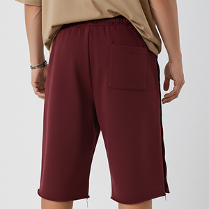 Shorts de sport pour hommes à séchage rapide, couleur unie, coupe ample, polyester/coton 300 GSM, poids lourd, vente en gros OEM/ODM - Product Image 3