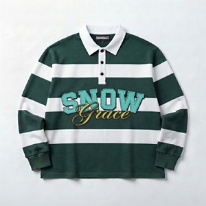 Chemise en jersey respirante à manches courtes rayée unisexe Snowgrace avec logo brodé, coupe décontractée, vêtements d'été pour adultes - Product Image 1