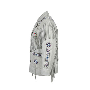Veste en cuir suédé à franges style cowboy western Solid Trader, design vintage, style motard, vêtement d'extérieur durable pour hommes - Product Image 3