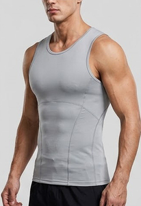 Customized Breathable Knitted Compression Tank <b>Top</b> Embroidery for Men's Sportswear Running Base <b>Layer</b> Vest Bodybuilding Workout - Product Image 3