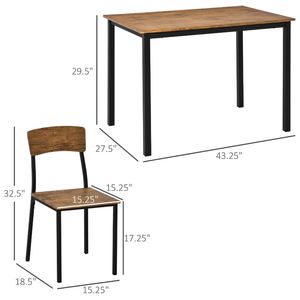 Ensemble de salle à manger 5 pièces de style industriel moderne, table extensible en noyer foncé et 3 chaises pour cuisine ou petite salle à manger - Product Image 3
