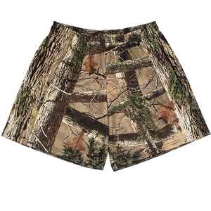 All Over Sublimation Print Summer Heavy <b>Weight</b> 100% Polyester Men Unisex 5 Inch Inseam Custom <b>Tree</b> Camouflage Mesh Shorts - Product Image 4