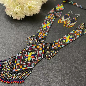 BLACK BEST SALE Chunky Ethnic Tribal Red &White Necklace Unique African Woman Necklace with earring FOR Party Gift Wedding - Product Image 1