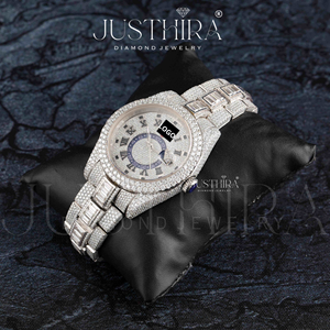 Best Premium Quality Stylish Moissanite Diamond Quartz <b>Watch</b> <b>Women</b> <b>Bracelet</b> Style Crystal Waterproof <b>Watch</b> Available Best Price - Product Image 3