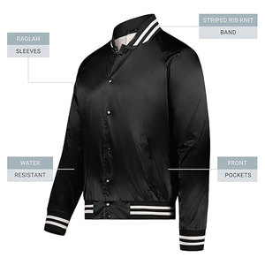 แจ็คเก็ตวาร์ซิตี้ ผ้าซาติน โพลีเอสเตอร์ สไตล์เรโทร ซิป ลำลอง บอมเบอร์ น้ำหนักเบา มีสไตล์ สตรีทแวร์ ใส่สบาย ใช้ได้ทุกวัน คลาสสิก สปอร์ต - Product Image 4