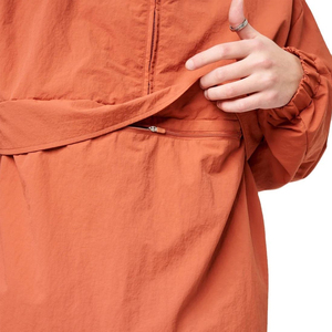 <b>Men's</b> Orange Hooded <b>Half</b>-<b>Zip</b> Windbreaker <b>Jacket</b> Waterproof Casual Loose Fit Polyester Outerwear - Product Image 5