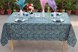 Custom Floral Colorful Hand Block Print Table Cover Woven Cotton Table Cloth for Wedding Decoration Colorful Wedding Table - Product Image 3