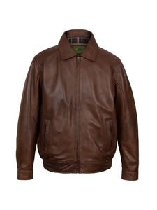 เสื้อแจ็คเก็ตหนังบุรุษสีแดงอมน้ำตาล - Product Image 1