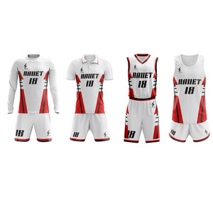 RAUET Men's Soccer Jersey Set White Red Heat-Transfer Printed Moisture Wicking Quick Dry Short Sleeve Crew <b>Neck</b> Elastic Waist - Product Image 2
