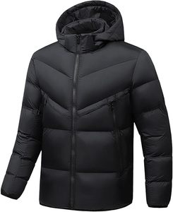 Winter Puffer Jackets for Men Lightweight Down <b>Coats</b> <b>with</b> <b>Hood</b> Casual Waterproof Windproof Outerwear Men's Cotton <b>Coat</b> - Product Image 3