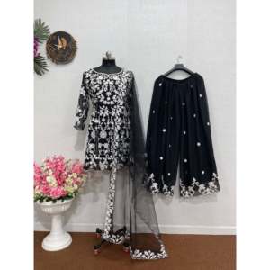 Conjunto de fiesta hermosa para mujer Top Plazzo Dupatta - Product Image 2