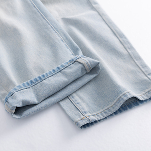 กางเกงยีนส์ทรงตรงขาบานสำหรับผู้ชาย เอวสูง สไตล์ลำลองสำหรับฤดูหนาว สีน้ำเงิน สไตล์ฮาเร็ม แฟชั่นสตรีท ลุคเรโทรแบบฟอกสี - Product Image 4