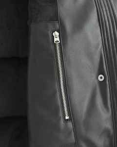 Stylish Genuine <b>Sheepskin</b> Bomber Leather <b>Jacket</b> for Winter Solid Pattern Motorcycle Leather with Printed Decorative Logo - Product Image 3